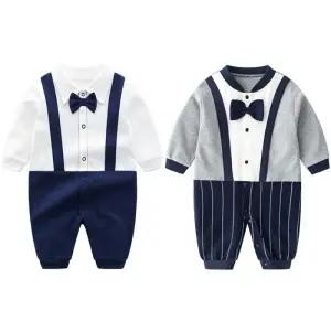 젠틀 아동 205003 우주복 멜빵 리본타이 긴팔 신생아 muA5+8Blu