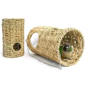 해초 동굴 터널 앵무새 은신처 M 원통 포치 침대 용품