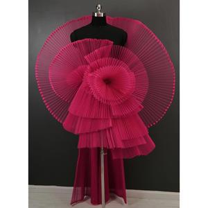 YABINA 러플 코스튬 레이스 0.9M(1야드), 가방 장식 (로즈 트림 드레스 원단 패브릭 트리밍 바느질 시폰 플리츠 트림, 오간자 튤 공예용 레드) 테두리