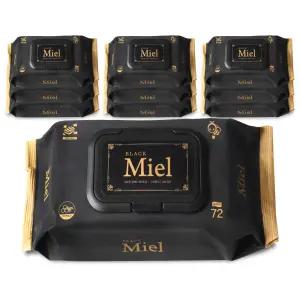 미엘 블랙 아기 유아 프리미엄 물티슈 캡형 엠보싱 두꺼운 72매 10팩