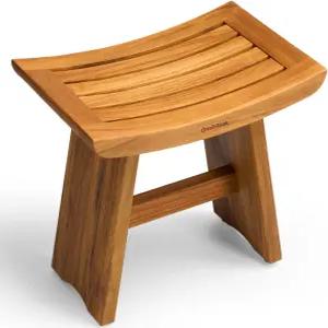 그린텍 프리미엄 18인치 티크 우드 샤워 벤치 방수 스툴 안전성 향상을 위한 미끄럼 방지 발 욕실 실내 및