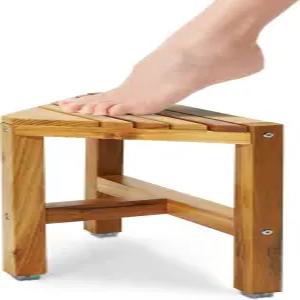 티카우라 티크 샤워 의자 벤치 면도 다리용 12인치 발 받침대 방수 코너 정리 욕실 거실용 시트