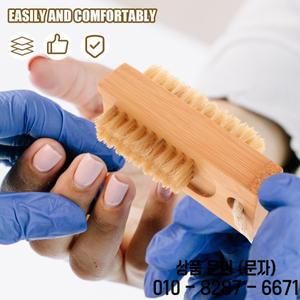 대나무 휴대용 손톱 브러쉬 2개 세트 전문 매니큐어용 세척