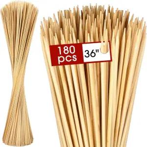 파텔라이 180개 36인치 대나무 마시멜로 로스팅 스틱 두꺼운 꼬치 일회용 바비큐 핫도그 포크 야외 불