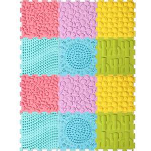 감각 타일용 샤피 12개 매트 바닥 마사지 게임 정형외과 자폐 퍼즐 카펫 룸 아이템 실내 다색