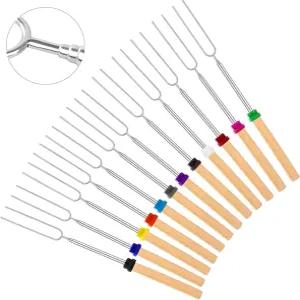 24개의 PCS 마시멜로 로스팅 스틱 오픈 파이어 피트용 텔레스코핑 스모어 32인치 길이의 토스트 바비큐