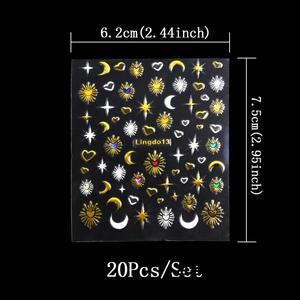 30 시트/세트 혼합 양각 네일 스티커 나비 꽃 별과 달 디자인 자체 접착 잎