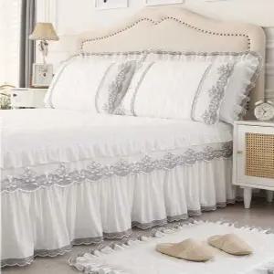 레이스 침대커버 라이트 퀼트 스커트 화이트 펜션