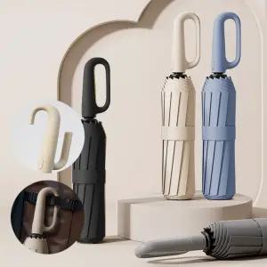 3단우산 튼튼한 2중프레임손잡산 카라비너 자동 휴대용 접이식 우산 장