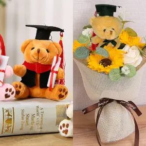 꽃다발 캐릭터 졸업 식 학사모 기념품 축하 수료식 단체 장식 2종 꽃장식 졸업식 곰