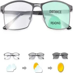 PEEPAI 포토크로믹 이중 초점 독서 안경 UV 선 리더 선글라스 컴퓨터 안티 블루 라이트 글레어 남성용