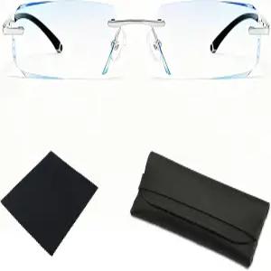 2026년 새로운 클래리티 블루 글래스 다기능 스마트 케이스와 안경 천을 착용한 남성/여성용 자동 조절