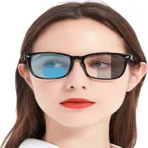 MARE AZZURO 포토크로믹 이중 초점 독서 안경 여성 블루 라이트 차단 사각형 리더 선글라스 1.0 1.5 2.0