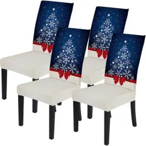 크리스마스 다이닝 의자 4종 세트 커버 소나무 프린트 스트레치 파슨스 슬립커버 주방 파티 호텔용 탈착식