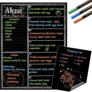 냉장고 주간 식사 플래너 칠판용 JJPRO 마그네틱 드라이 이레이즈 메뉴 칠판 메모장 포함 주방