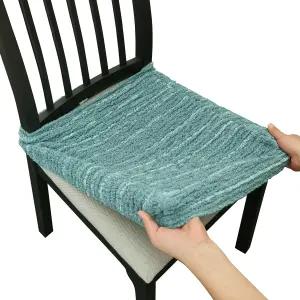 의자용 라왈론 헤비급 코튼 다이닝 시트 커버(파란색 2개 세트) 식당이나 주방용 직조 스트레치 패브릭