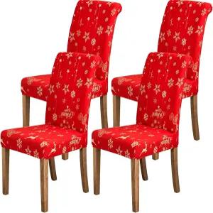 셀레빈 다이닝 룸 의자 커버 4종 세트 신축성 있는 소프트 스판덱스 탈착식 세탁 가능 슬립커버 호텔