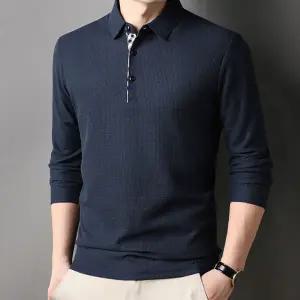 남성 긴 팔 카라 티 베이직 슬림핏 데일리 남성 와플 카라 티 봄가을 헨리넥 라운딩 골프