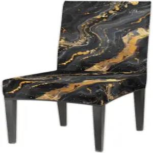 식당 의자용 이티비사 블랙 마블 골드 파슨 시트 커버 1PC 신축성 폴리에스터 의자 슬립 탈착식 재사용