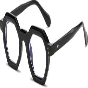 여성용 JOBAKIT 레트로 옥타곤 프레임 안경 남성 빈티지 폴리곤 비처방 클리어 렌즈