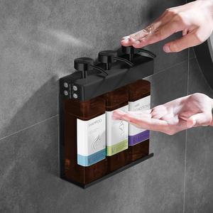 스테인리스 스틸 비누 디스펜서 벽걸이 샤워 펌프 3-챔버 욕실에 적합한 호텔 리필 가능한 병 3 x 10.15온스