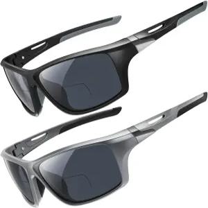 디핫트레 2팩 바이포컬 리딩 선글라스 남성 스포츠 선 리더기 아웃도어 클리어 탑 소프트 코 패드 PC