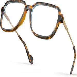 시크 스퀘어 TR90 프레임과 메탈 템플이 적용된 여성용 오버사이즈 블루 라이트 차단 안경 VISOONE REMY