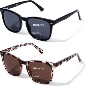 제로탑 UV400 메탈 힌지 주행을 위한 DEHOOTRE 2팩 바이포컬 리딩 선글라스 남성 스테인리스 스틸 프레임