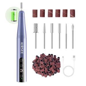 [미국배송] 집과 살롱을 위한 AIRSEE 옴니 GO 무선 네일 드릴 휴대용 충전식 파일 매니큐어 페디큐어 아크릴 젤 폴리싱을 전문가용 파일 드레멜 키트 퍼플