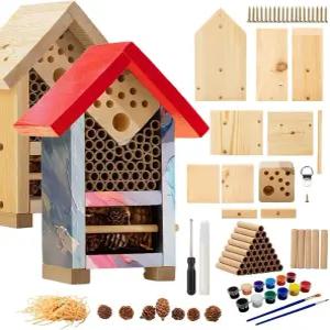 2 PK 프리미엄 벌레 호텔 키트 시더 우드 곤충 - DIY 집 뒷마당 꿀벌 둥지 서식지 쉼터 나비 벌레를 위한