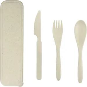 케이스 재사용 가능한 식기 세트가 포함된 여행용 밀짚 커틀러 휴대용 숟가락 나이프 포크 도시락 벌크