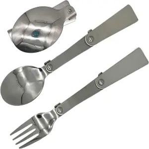 Maydahui 2 PCS 접이식 숟가락 및 포크 SUS 18/10 (304 ) 스테인리스 스틸 휴대용 캠핑 커틀러리 다기능