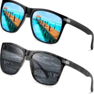 가드 2팩 남성 UV400 프로텍션 야외 클래식 디자이너 선 리더용 이중 초점 독서 선글라스