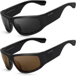 남성용 깨지지 않는 이중 초점 독서 선글라스 2팩 랩어라운드 선 리더 헤비 듀티 템플 UV400 야외 스포츠