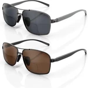 리안산 2팩 프리미엄 메탈 바이포컬 선글라스 남성용 레트로 탑 클리어 선 리더(멀티컬러 1.00배) 자외선