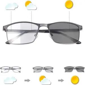 미리야 포토크로믹 이중 초점 독서 안경 남성 여성 트랜지션 선글라스 UV 프로텍션 선 리더기 1.0 1.5 2.0