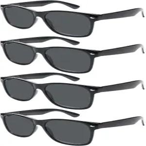 존론 4팩 클래식 여성용 독서 선글라스 남성용 스프링 힌지 UV400 보호 기능이 있는 야외 선 리더 안경