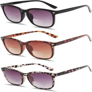 여성용 3팩 이중 초점 독서 선글라스 야외용 UV400 프로텍션 스프링 힌지 선 리더 안경