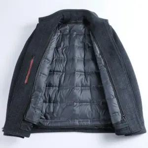 샤오원샵 남친 울 모직 키작남 다운 점퍼 칼라 안감 캐시미어 코트 숏 톱 중장년 탈부착 꾹1