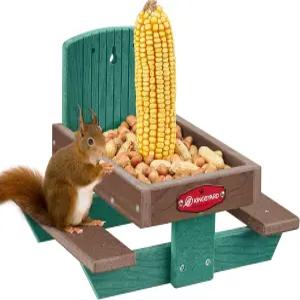 외부용 킹야드 다람쥐 급식기 테이블 재활용 플라스틱 및 칩멍크 피크닉 급식기(콘 콥 홀더 포함) 견고한