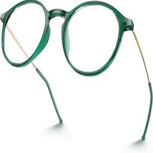 VISOONE 라운드 경량 블루 라이트 차단 안경 여성 남성 패션 귀여운 얇은 니코