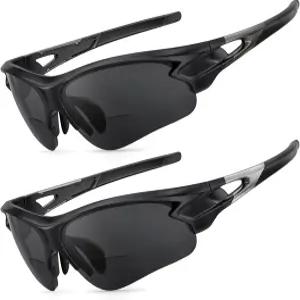 SKYOLUY 남성용 매력적인 이중 초점 독서 선글라스 내구성이 뛰어난 TR90 세미 림리스 랩 어라운드 디자인