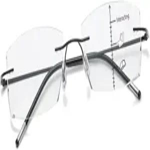 변색 멀티포커스 리딩 안경 남녀용 무테형 프로그레시브 트랜지션 선글라스 다이아몬드 컷 안티 블루