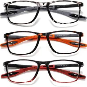 남녀용 Hubeye TR90 스포츠 독서 안경 초경량 안티 블루 라이트 리더 ( 레오파드 그레이+레오파드