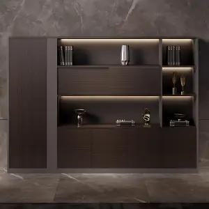 ZGNBSD L 모양의 이그제큐티브 데스크 조명이 있는 오피스 내장 전원 콘센트 캐비닛이 다층 목재 홈 완전히