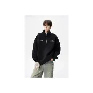 코아픽샵 남자 키작남 후드집업 점퍼 가을 레터링 자수 폴라 맨투맨 반집업 꾹3