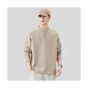 코아픽샵 남자 키작남 라운드넥티 헨리넥 긴팔 티 가을 캐주얼 상의 꾹3