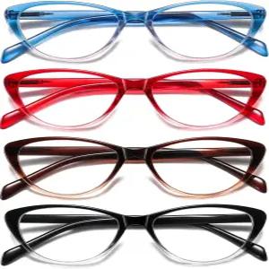 여성용 SOCTICK 고양이 눈 독서 안경 블루 라이트 차단 리더기 0.50 컴포트 스프링 힌지 패션 디자이너