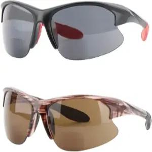 YsorrisoX 2쌍 남녀용 이중 초점 선글라스 스포츠 랩 어라운드 UV 프로텍션 리더 안경(블랙 및 브라운