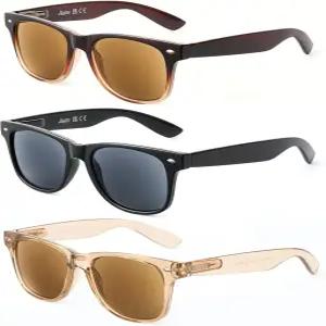 여성용 라데제 3팩 독서 선글라스 UV400 선 리더 안경 스프링 힌지 야외 선글라스(이중 초점 아님)